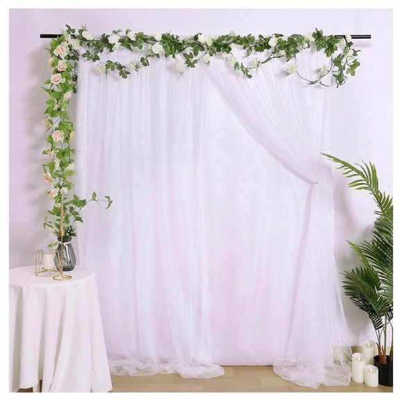 White Tulle Curtain 5x7 feet Satin Drapes Wedding Party Background Backdrop - Picture 3 of 4